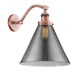 1-Light 12" Antique Copper Sconce - Plated Smoke Cone 12" Glass LED