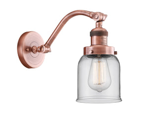 1-Light 5" Antique Copper Sconce - Clear Small Bell Glass LED