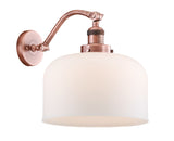 1-Light 12" Antique Copper Sconce - Matte White Cased X-Large Bell Glass LED