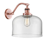 1-Light 12" Antique Copper Sconce - Clear X-Large Bell Glass LED