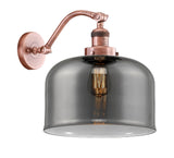 1-Light 12" Antique Copper Sconce - Plated Smoke X-Large Bell Glass LED