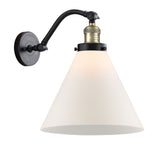 515-1W-BAB-G41-L 1-Light 12" Black Antique Brass Sconce - Matte White Cased Cone 12" Glass - LED Bulb - Dimmensions: 12 x 14 x 14 - Glass Up or Down: Yes