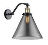 515-1W-BAB-G43-L 1-Light 12" Black Antique Brass Sconce - Plated Smoke Cone 12" Glass - LED Bulb - Dimmensions: 12 x 14 x 14 - Glass Up or Down: Yes