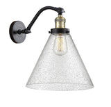 515-1W-BAB-G44-L 1-Light 12" Black Antique Brass Sconce - Seedy Cone 12" Glass - LED Bulb - Dimmensions: 12 x 14 x 14 - Glass Up or Down: Yes