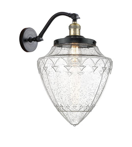 515-1W-BAB-G664-12 1-Light 12" Black Antique Brass Sconce - Seedy Bullet Glass - LED Bulb - Dimmensions: 12 x 12 x 21.5 - Glass Up or Down: Yes
