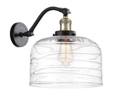 515-1W-BAB-G713-L 1-Light 12" Black Antique Brass Sconce - Clear Deco Swirl X-Large Bell Glass - LED Bulb - Dimmensions: 12 x 12 x 13 - Glass Up or Down: Yes