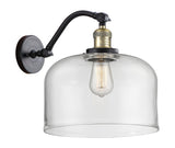 515-1W-BAB-G72-L 1-Light 12" Black Antique Brass Sconce - Clear X-Large Bell Glass - LED Bulb - Dimmensions: 12 x 12 x 13 - Glass Up or Down: Yes