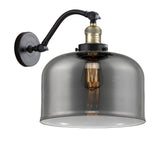 515-1W-BAB-G73-L 1-Light 12" Black Antique Brass Sconce - Plated Smoke X-Large Bell Glass - LED Bulb - Dimmensions: 12 x 12 x 13 - Glass Up or Down: Yes
