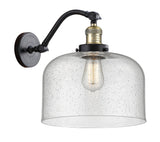 515-1W-BAB-G74-L 1-Light 12" Black Antique Brass Sconce - Seedy X-Large Bell Glass - LED Bulb - Dimmensions: 12 x 12 x 13 - Glass Up or Down: Yes