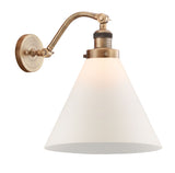 515-1W-BB-G41-L 1-Light 12" Brushed Brass Sconce - Matte White Cased Cone 12" Glass - LED Bulb - Dimmensions: 12 x 14 x 14 - Glass Up or Down: Yes