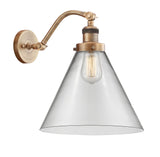 515-1W-BB-G42-L 1-Light 12" Brushed Brass Sconce - Clear Cone 12" Glass - LED Bulb - Dimmensions: 12 x 14 x 14 - Glass Up or Down: Yes