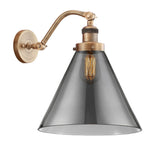 515-1W-BB-G43-L 1-Light 12" Brushed Brass Sconce - Plated Smoke Cone 12" Glass - LED Bulb - Dimmensions: 12 x 14 x 14 - Glass Up or Down: Yes