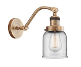 515-1W-BB-G52 1-Light 5" Brushed Brass Sconce - Clear Small Bell Glass - LED Bulb - Dimmensions: 5 x 10 x 11.5 - Glass Up or Down: Yes