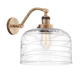 515-1W-BB-G713-L 1-Light 12" Brushed Brass Sconce - Clear Deco Swirl X-Large Bell Glass - LED Bulb - Dimmensions: 12 x 12 x 13 - Glass Up or Down: Yes