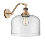 515-1W-BB-G72-L 1-Light 12" Brushed Brass Sconce - Clear X-Large Bell Glass - LED Bulb - Dimmensions: 12 x 12 x 13 - Glass Up or Down: Yes