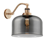 515-1W-BB-G73-L 1-Light 12" Brushed Brass Sconce - Plated Smoke X-Large Bell Glass - LED Bulb - Dimmensions: 12 x 12 x 13 - Glass Up or Down: Yes
