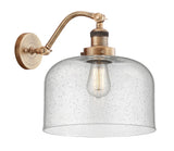 515-1W-BB-G74-L 1-Light 12" Brushed Brass Sconce - Seedy X-Large Bell Glass - LED Bulb - Dimmensions: 12 x 12 x 13 - Glass Up or Down: Yes