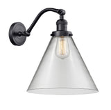 515-1W-BK-G42-L 1-Light 12" Matte Black Sconce - Clear Cone 12" Glass - LED Bulb - Dimmensions: 12 x 14 x 14 - Glass Up or Down: Yes