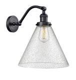 515-1W-BK-G44-L 1-Light 12" Matte Black Sconce - Seedy Cone 12" Glass - LED Bulb - Dimmensions: 12 x 14 x 14 - Glass Up or Down: Yes