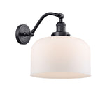 515-1W-BK-G71-L 1-Light 12" Matte Black Sconce - Matte White Cased X-Large Bell Glass - LED Bulb - Dimmensions: 12 x 12 x 13 - Glass Up or Down: Yes