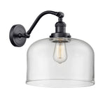 515-1W-BK-G72-L 1-Light 12" Matte Black Sconce - Clear X-Large Bell Glass - LED Bulb - Dimmensions: 12 x 12 x 13 - Glass Up or Down: Yes