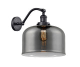 515-1W-BK-G73-L 1-Light 12" Matte Black Sconce - Plated Smoke X-Large Bell Glass - LED Bulb - Dimmensions: 12 x 12 x 13 - Glass Up or Down: Yes