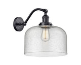 515-1W-BK-G74-L 1-Light 12" Matte Black Sconce - Seedy X-Large Bell Glass - LED Bulb - Dimmensions: 12 x 12 x 13 - Glass Up or Down: Yes