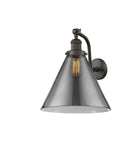 515-1W-OB-G43-L 1-Light 12" Oil Rubbed Bronze Sconce - Plated Smoke Cone 12" Glass - LED Bulb - Dimmensions: 12 x 14 x 14 - Glass Up or Down: Yes