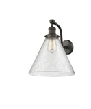 515-1W-OB-G44-L 1-Light 12" Oil Rubbed Bronze Sconce - Seedy Cone 12" Glass - LED Bulb - Dimmensions: 12 x 14 x 14 - Glass Up or Down: Yes