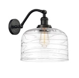 515-1W-OB-G713-L 1-Light 12" Oil Rubbed Bronze Sconce - Clear Deco Swirl X-Large Bell Glass - LED Bulb - Dimmensions: 12 x 12 x 13 - Glass Up or Down: Yes