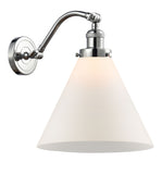 515-1W-PC-G41-L 1-Light 12" Polished Chrome Sconce - Matte White Cased Cone 12" Glass - LED Bulb - Dimmensions: 12 x 14 x 14 - Glass Up or Down: Yes