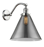 515-1W-PC-G43-L 1-Light 12" Polished Chrome Sconce - Plated Smoke Cone 12" Glass - LED Bulb - Dimmensions: 12 x 14 x 14 - Glass Up or Down: Yes
