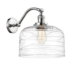 515-1W-PC-G713-L 1-Light 12" Polished Chrome Sconce - Clear Deco Swirl X-Large Bell Glass - LED Bulb - Dimmensions: 12 x 12 x 13 - Glass Up or Down: Yes
