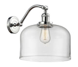 515-1W-PC-G72-L 1-Light 12" Polished Chrome Sconce - Clear X-Large Bell Glass - LED Bulb - Dimmensions: 12 x 12 x 13 - Glass Up or Down: Yes