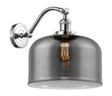 515-1W-PC-G73-L 1-Light 12" Polished Chrome Sconce - Plated Smoke X-Large Bell Glass - LED Bulb - Dimmensions: 12 x 12 x 13 - Glass Up or Down: Yes