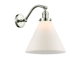 515-1W-PN-G41-L 1-Light 12" Polished Nickel Sconce - Matte White Cased Cone 12" Glass - LED Bulb - Dimmensions: 12 x 14 x 14 - Glass Up or Down: Yes