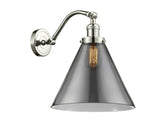 515-1W-PN-G43-L 1-Light 12" Polished Nickel Sconce - Plated Smoke Cone 12" Glass - LED Bulb - Dimmensions: 12 x 14 x 14 - Glass Up or Down: Yes