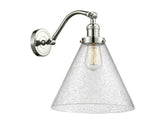515-1W-PN-G44-L 1-Light 12" Polished Nickel Sconce - Seedy Cone 12" Glass - LED Bulb - Dimmensions: 12 x 14 x 14 - Glass Up or Down: Yes