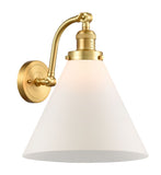515-1W-SG-G41-L 1-Light 12" Satin Gold Sconce - Matte White Cased Cone 12" Glass - LED Bulb - Dimmensions: 12 x 14 x 14 - Glass Up or Down: Yes