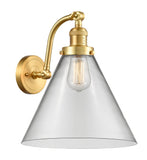 515-1W-SG-G42-L 1-Light 12" Satin Gold Sconce - Clear Cone 12" Glass - LED Bulb - Dimmensions: 12 x 14 x 14 - Glass Up or Down: Yes
