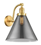 515-1W-SG-G43-L 1-Light 12" Satin Gold Sconce - Plated Smoke Cone 12" Glass - LED Bulb - Dimmensions: 12 x 14 x 14 - Glass Up or Down: Yes