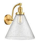 515-1W-SG-G44-L 1-Light 12" Satin Gold Sconce - Seedy Cone 12" Glass - LED Bulb - Dimmensions: 12 x 14 x 14 - Glass Up or Down: Yes
