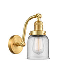 515-1W-SG-G52 1-Light 5" Satin Gold Sconce - Clear Small Bell Glass - LED Bulb - Dimmensions: 5 x 10 x 11.5 - Glass Up or Down: Yes