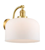515-1W-SG-G71-L 1-Light 12" Satin Gold Sconce - Matte White Cased X-Large Bell Glass - LED Bulb - Dimmensions: 12 x 12 x 13 - Glass Up or Down: Yes