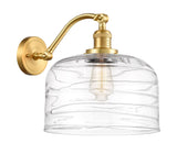 515-1W-SG-G713-L 1-Light 12" Satin Gold Sconce - Clear Deco Swirl X-Large Bell Glass - LED Bulb - Dimmensions: 12 x 12 x 13 - Glass Up or Down: Yes