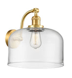515-1W-SG-G72-L 1-Light 12" Satin Gold Sconce - Clear X-Large Bell Glass - LED Bulb - Dimmensions: 12 x 12 x 13 - Glass Up or Down: Yes