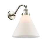 515-1W-SN-G41-L 1-Light 12" Brushed Satin Nickel Sconce - Matte White Cased Cone 12" Glass - LED Bulb - Dimmensions: 12 x 14 x 14 - Glass Up or Down: Yes