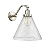 515-1W-SN-G44-L 1-Light 12" Brushed Satin Nickel Sconce - Seedy Cone 12" Glass - LED Bulb - Dimmensions: 12 x 14 x 14 - Glass Up or Down: Yes