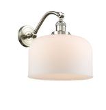 515-1W-SN-G71-L 1-Light 12" Brushed Satin Nickel Sconce - Matte White Cased X-Large Bell Glass - LED Bulb - Dimmensions: 12 x 12 x 13 - Glass Up or Down: Yes