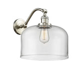 515-1W-SN-G72-L 1-Light 12" Brushed Satin Nickel Sconce - Clear X-Large Bell Glass - LED Bulb - Dimmensions: 12 x 12 x 13 - Glass Up or Down: Yes